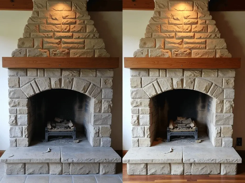 Queens NY Image showing Chimney Before and After Image