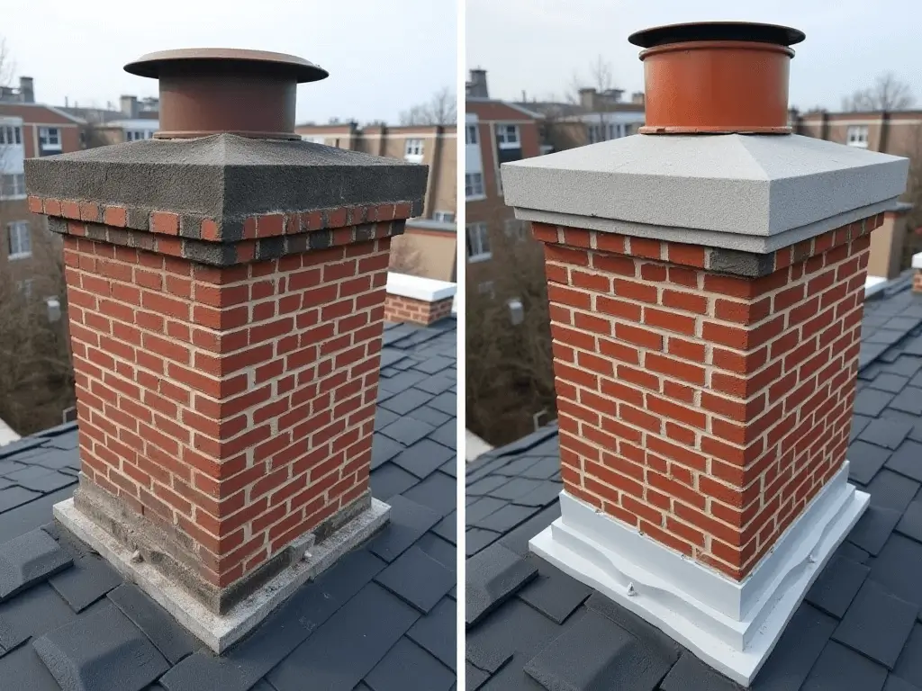 Image showing New Chimney Before and After Image